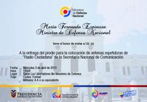 Invitación a los Medios de Comunicación Social - entrega de terrerno