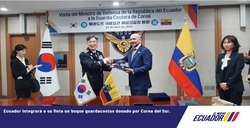 Ecuador integrará a su flota un buque guardacostas donado por Corea del Sur.