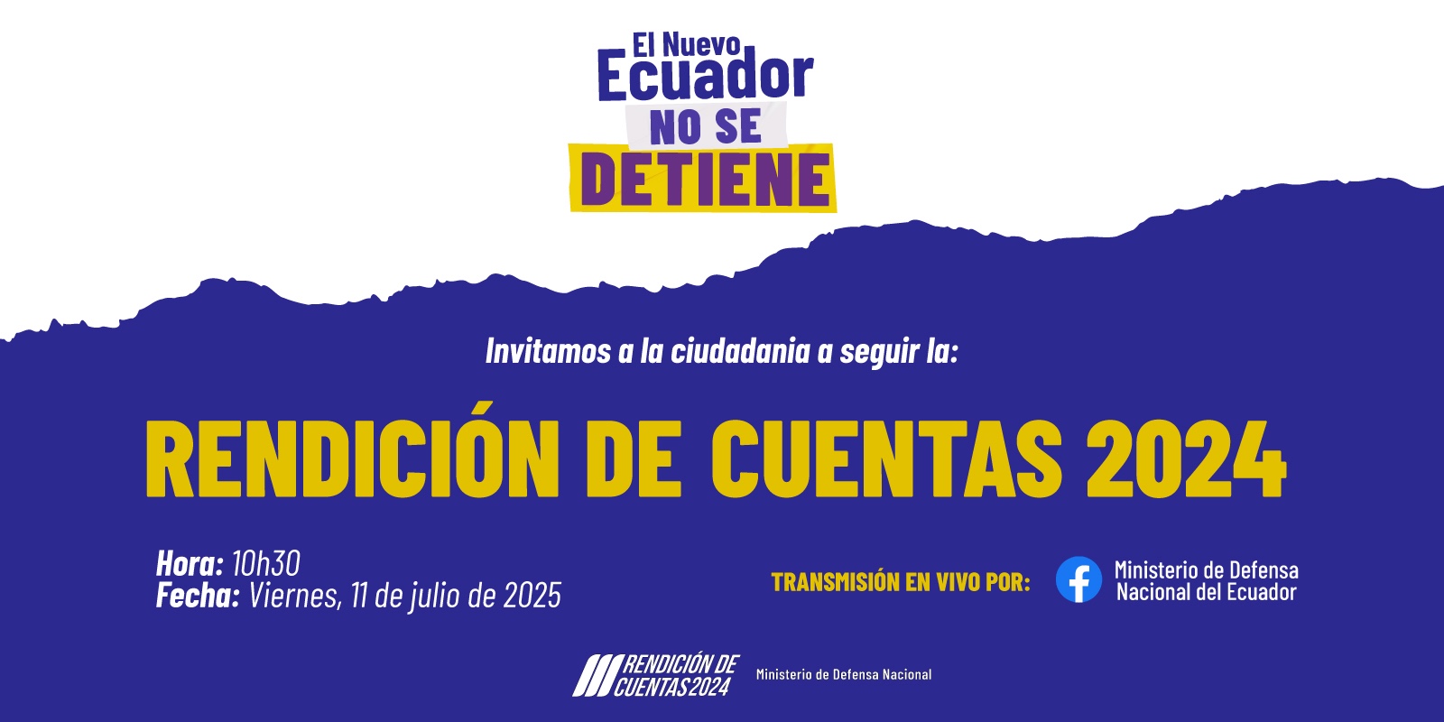 Invitamos a la ciudadanía a seguir La Rendición de Cuentas 2024 del Ministerio de Defensa Nacional, presidida por el ministro, Gian Carlo Loffredo. 